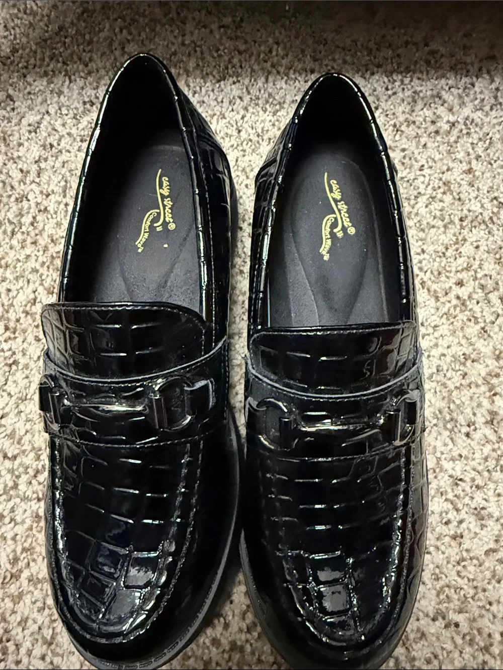 Black Croc-Embossed Women’s Loafers